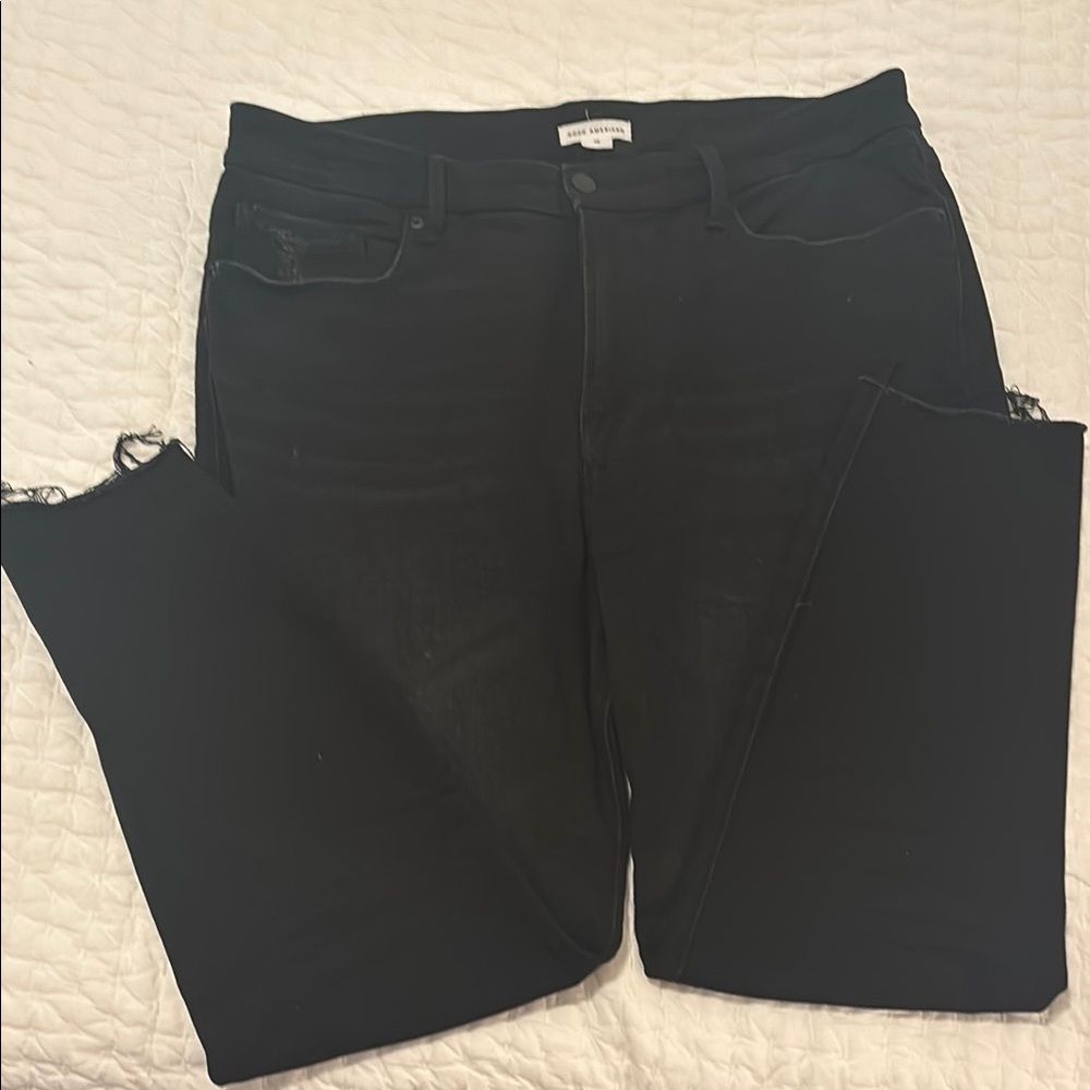 Good American Good Waist Crop Deep V Yoke Black 213